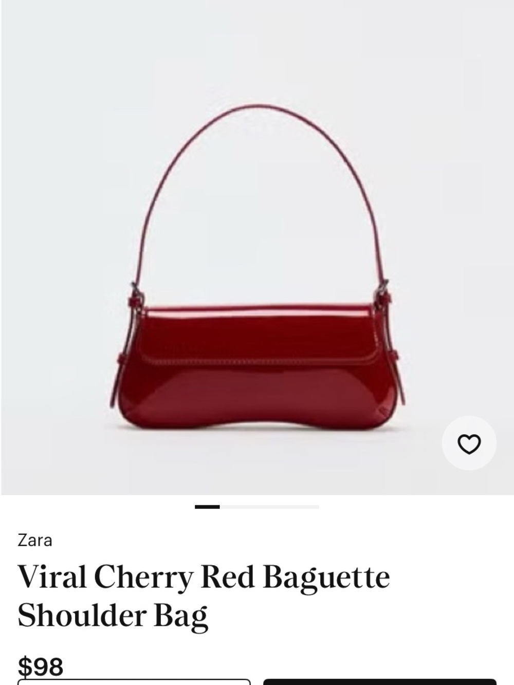 Zara Viral Bloggers Patent Cherry Red Shoulder Baguette